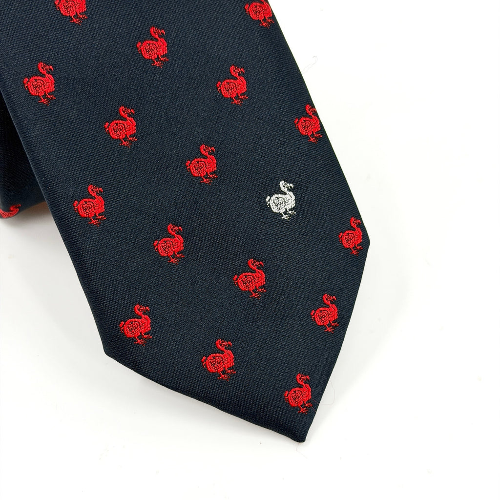Vintage 80s Jersey Wildlife Preservation Trust Navy Red Dodo Bird Novelty Tie