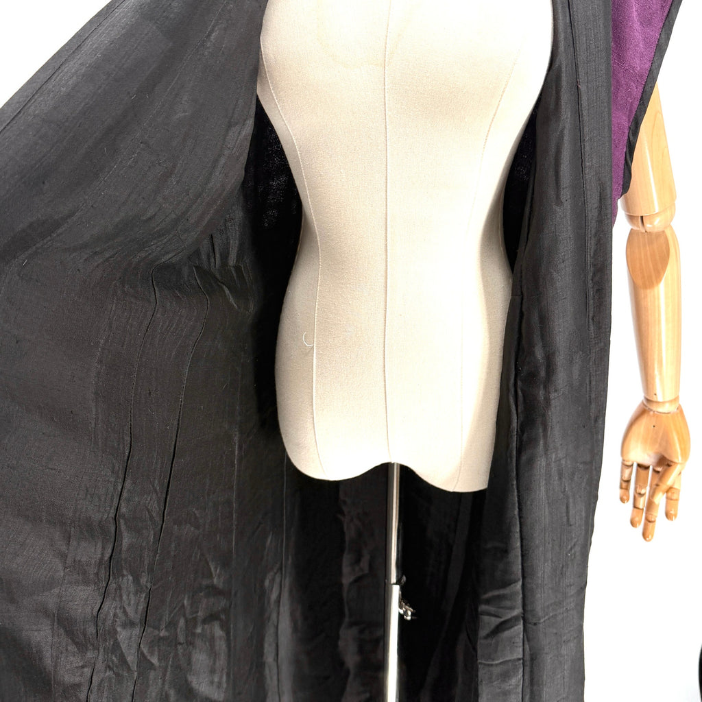 Vintage Eggplant Purple 100% Silk Sleeveless Duster Kimono