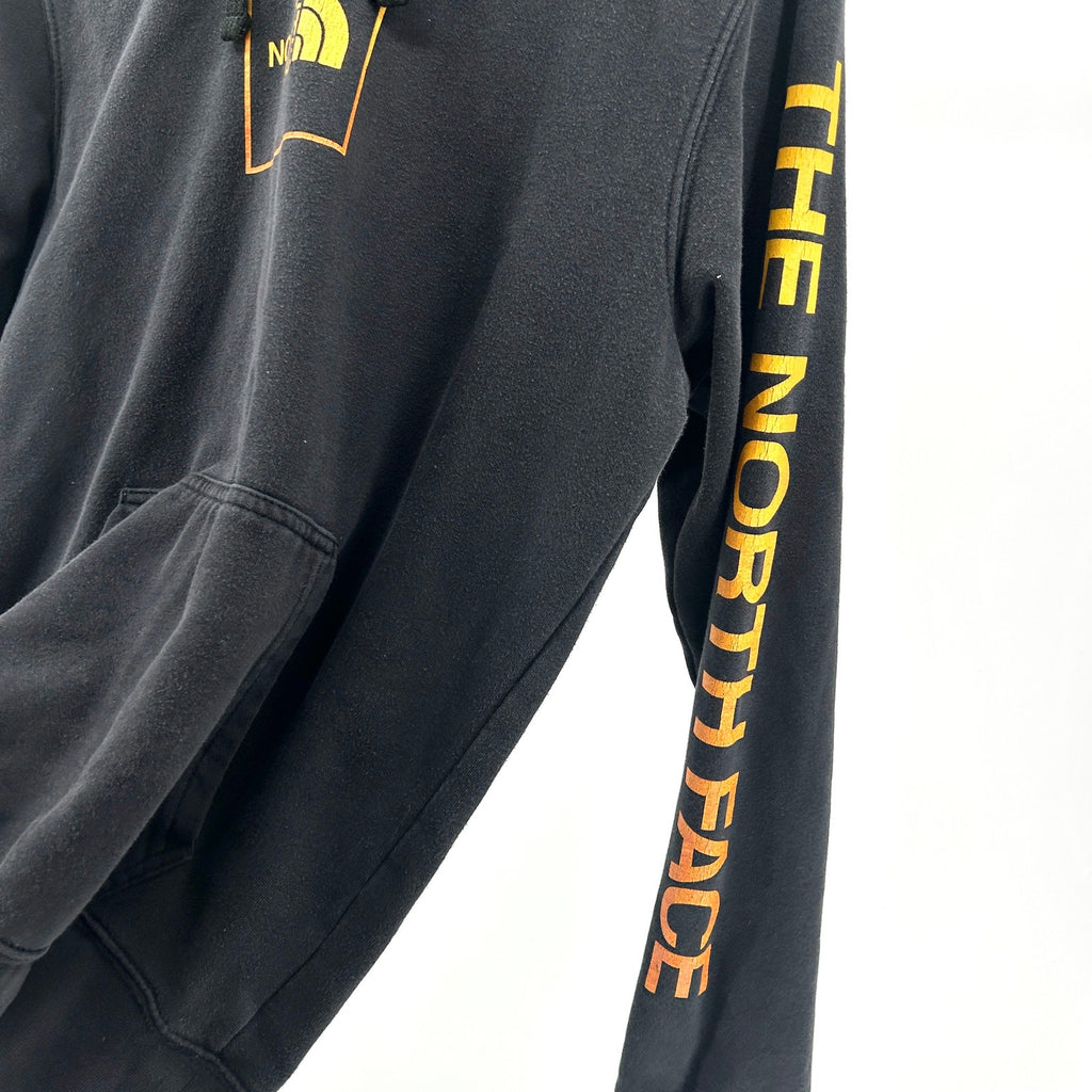 The North Face Black Orange Graphic Cotton Blend Pullover Hoodie