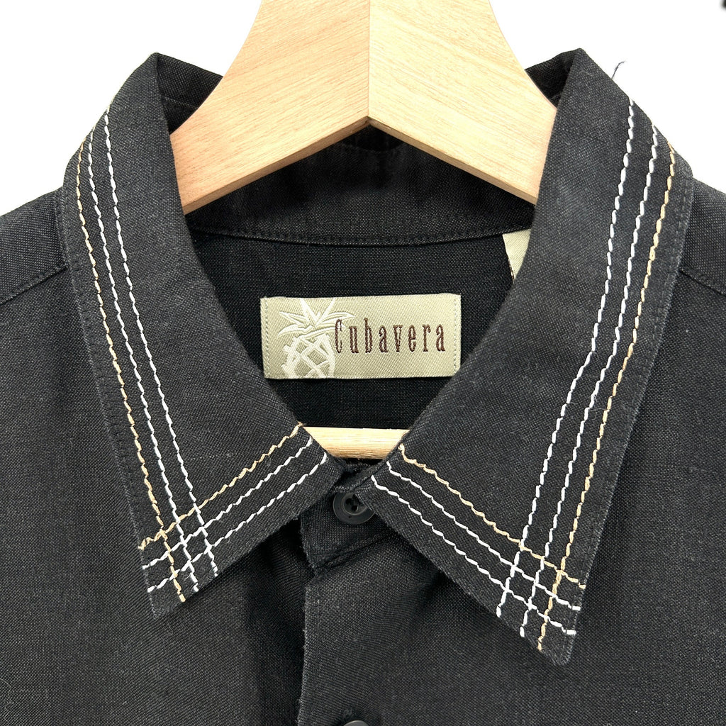 Cubavera Black Lightweight Woven Bowling Shirt