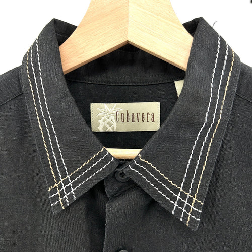 Cubavera Black Lightweight Woven Bowling Shirt