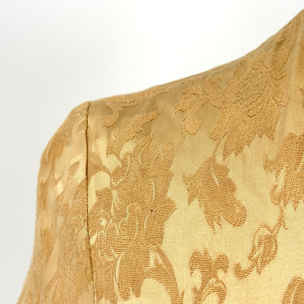 Vintage Y2K Yumi Mazao Paris Gold Floral Brocade Cheongsam Maxi Dress