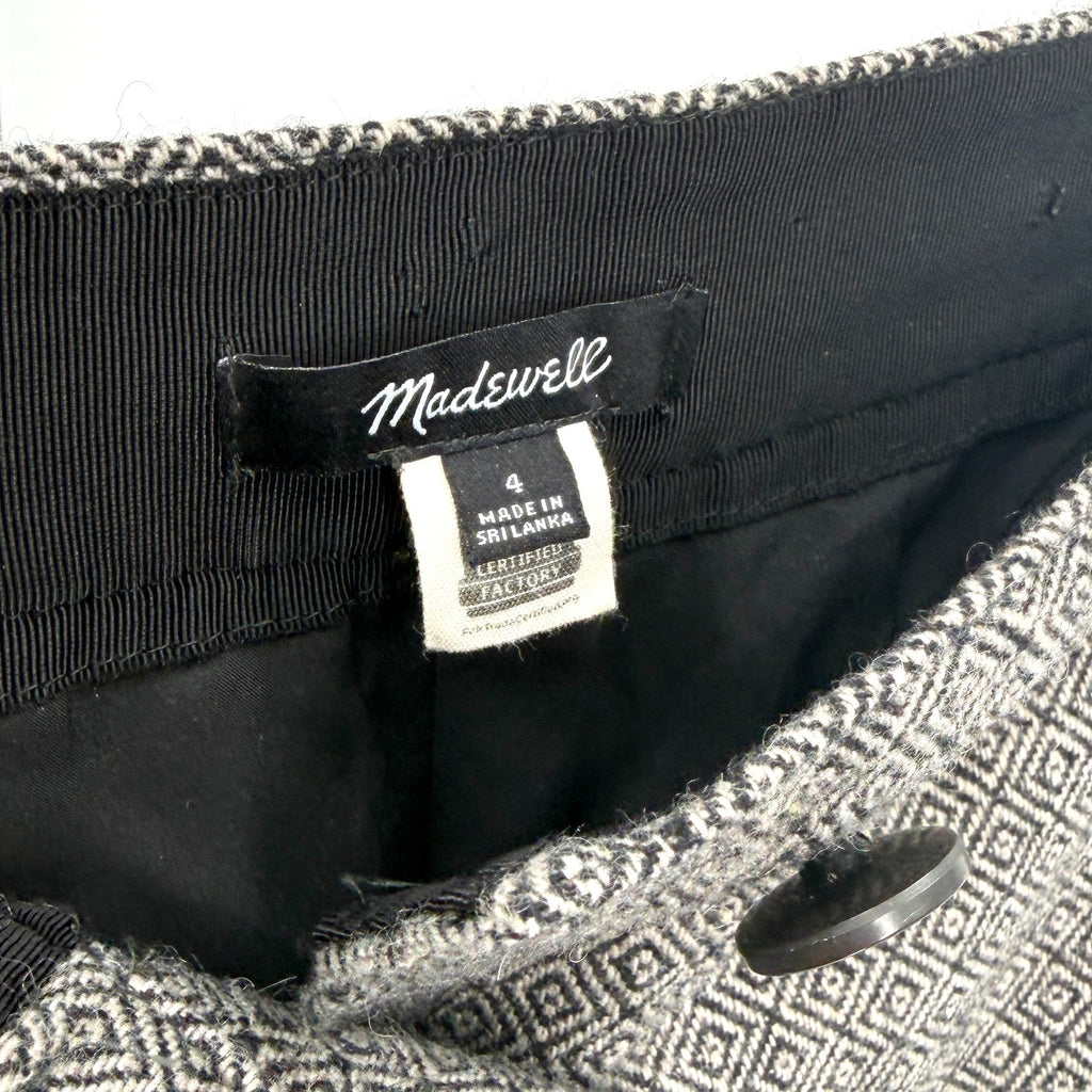 Madewell Black White Diamond Button Front A-Line Mini Skirt