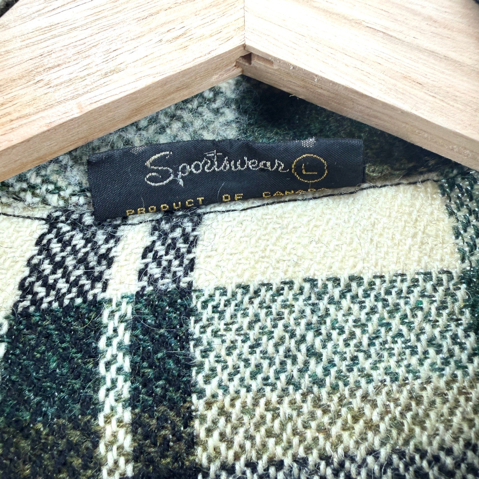 Vintage 70s Pioneer Sportswear Green 100% Wool Plaid Flannel Shirt Jacket
