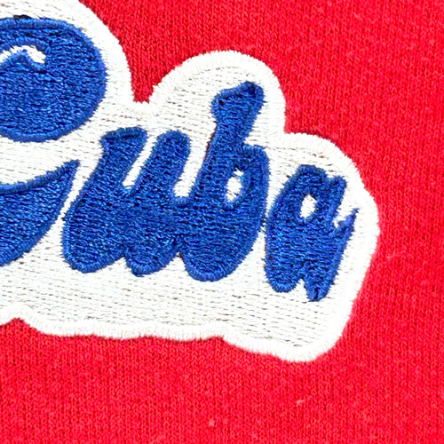 Fruit of the Loom Red Embroidered Free Cuba Protest Graphic Sweatshirt