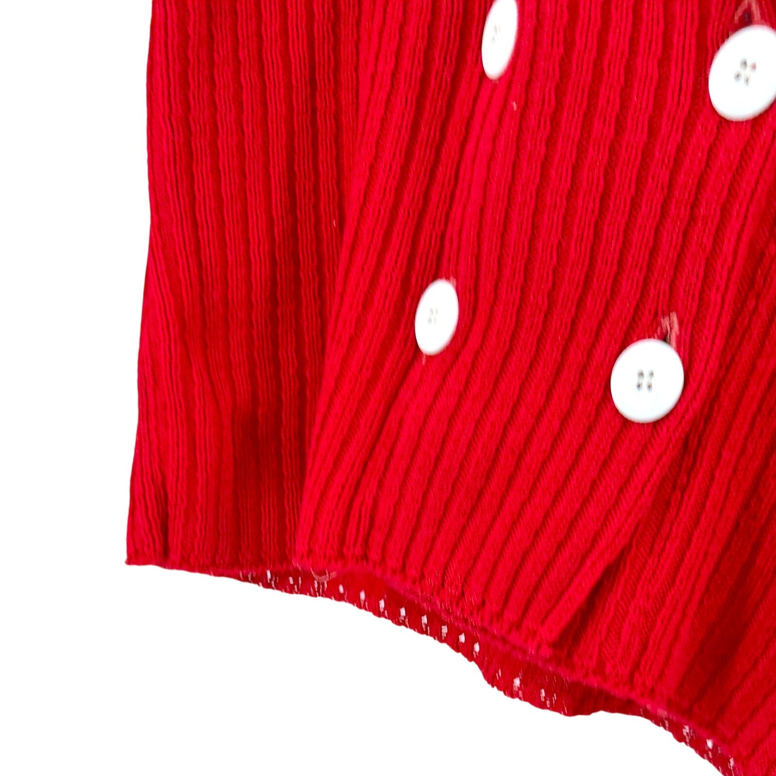 Vintage 80s Smith Kollmar Ltd Red Double Breasted Ribbed Cardigan Sweater