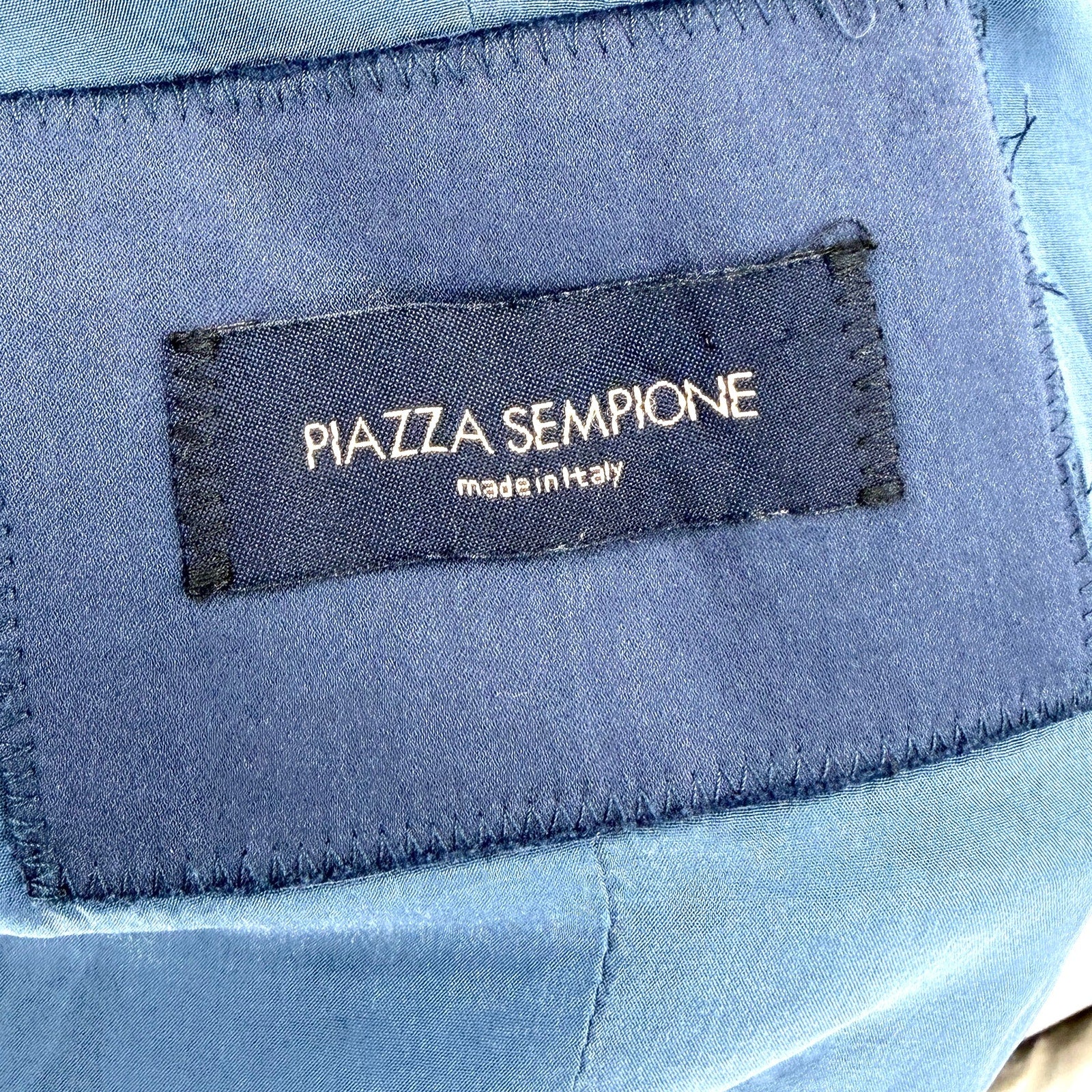 Piazza Sempione Navy Blue Cotton Blend Tailored Blazer Jacket
