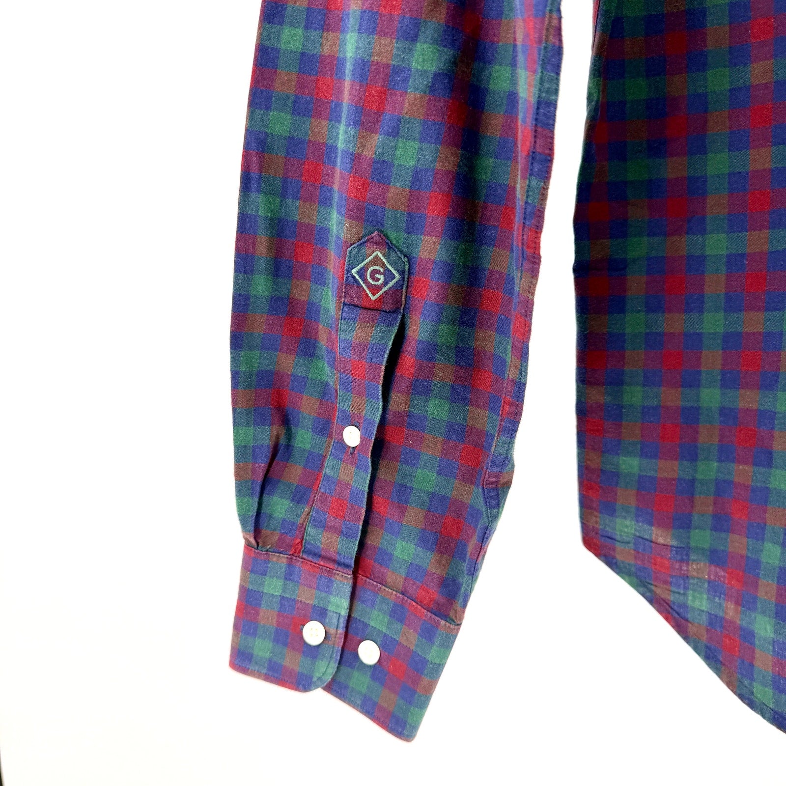 Gant Rugger Blue Red Green Plaid 100% Cotton Winter Madras Shirt