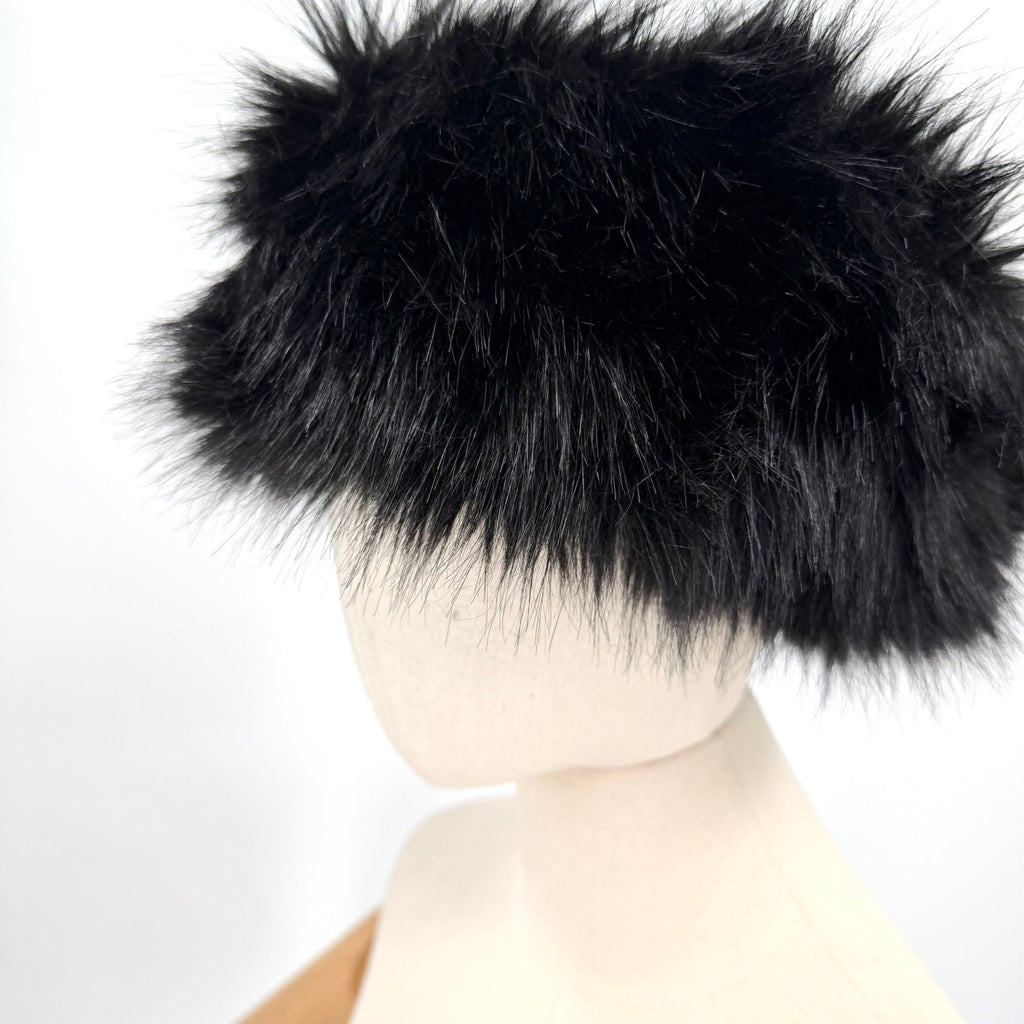 Black Faux Fur Cozy Winter Ski Headband