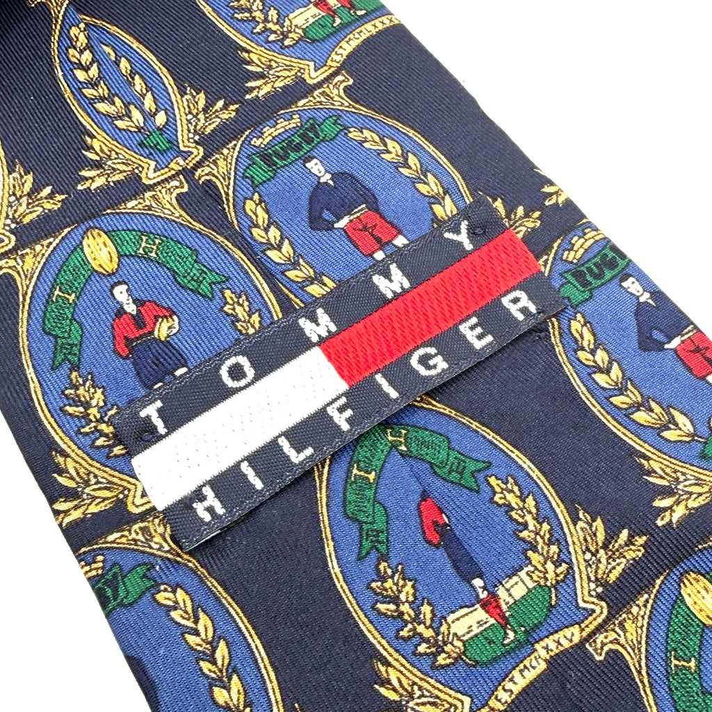 Vintage 90s Tommy Hilfiger Navy 100% Silk Rugby Crest Necktie