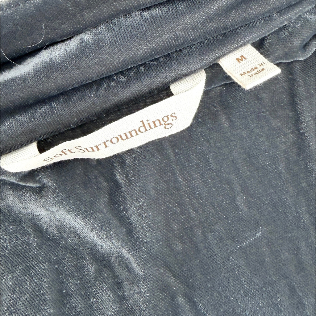 Soft Surroundings Gray Velvet Heavily Beaded Silver Duster Coat