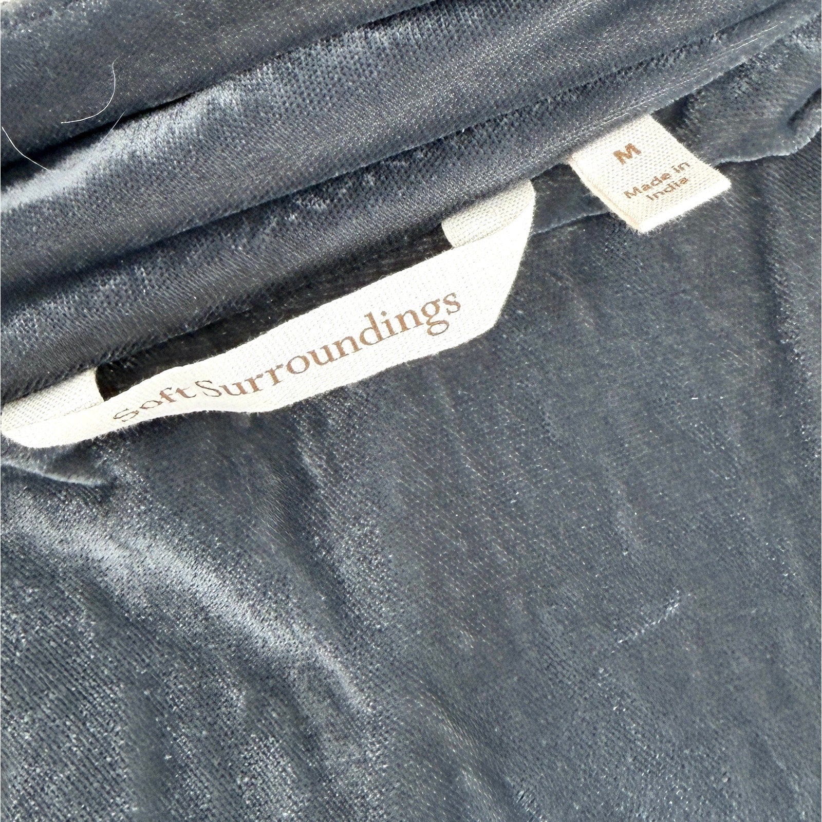 Soft Surroundings Gray Velvet Heavily Beaded Silver Duster Coat