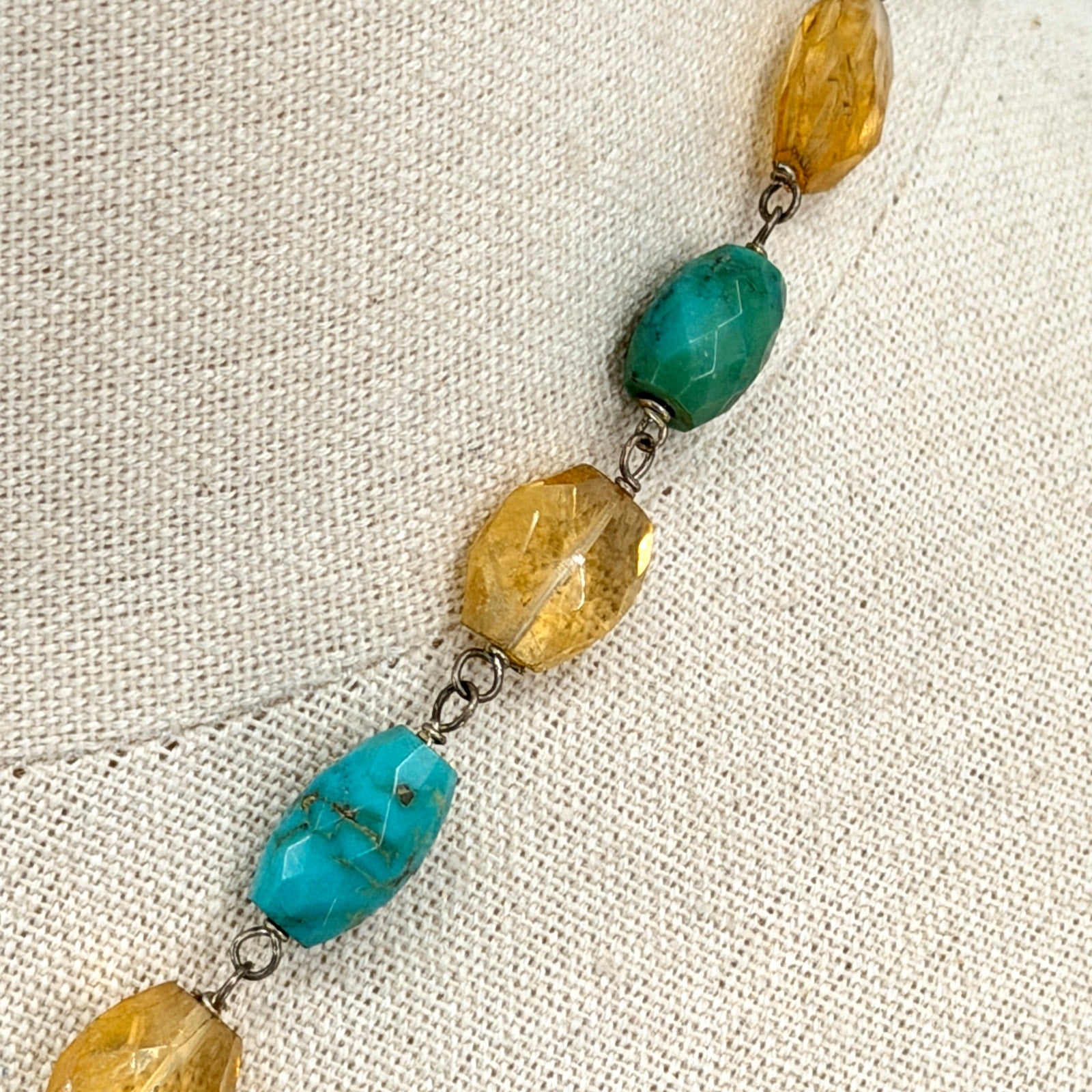 Vintage Y2K Jade Turquoise Freshwater Pearl Asian Character Pendant Necklace