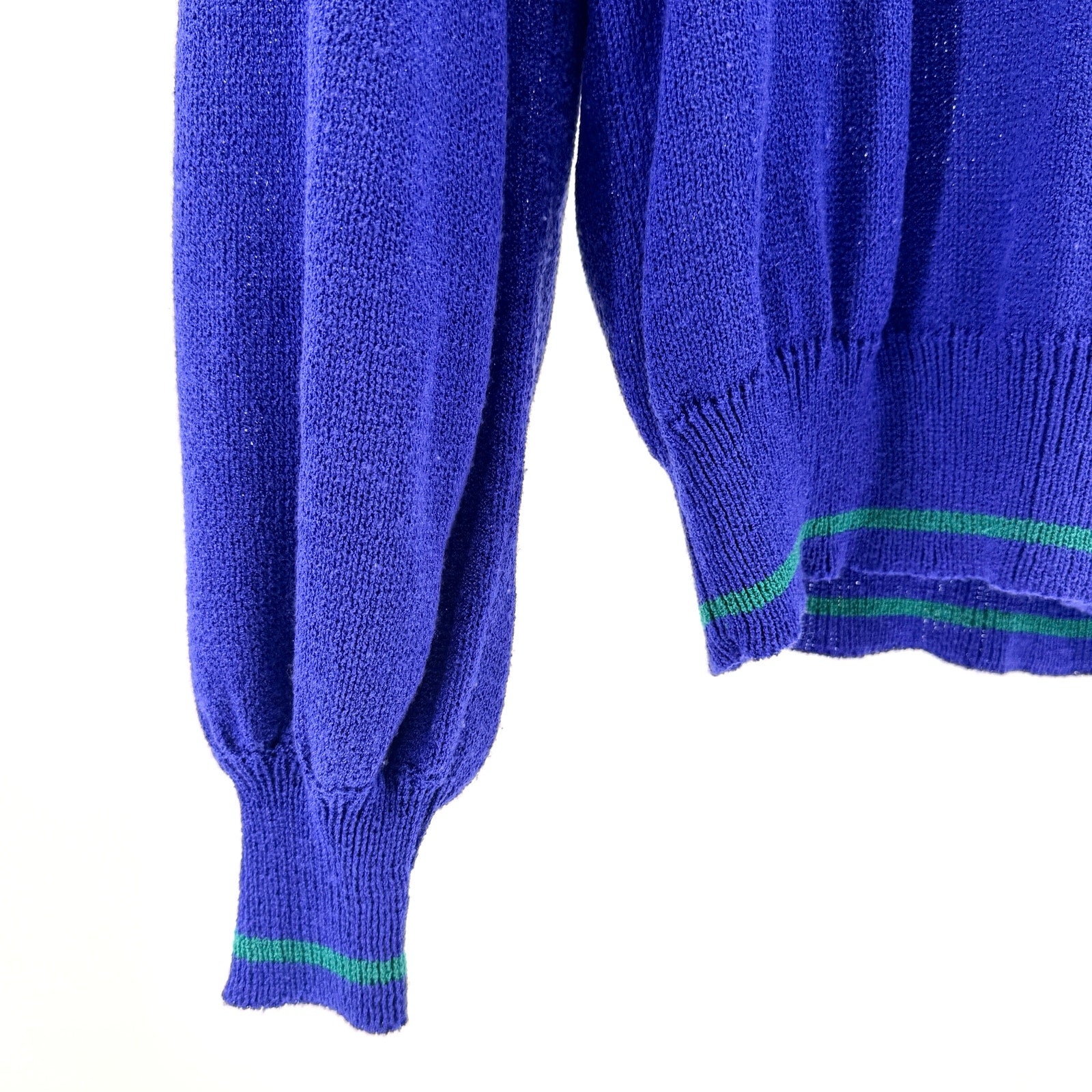 Vintage 80s Umi Collections by Anne Crimmins Blue Teal Embroidered Sweater