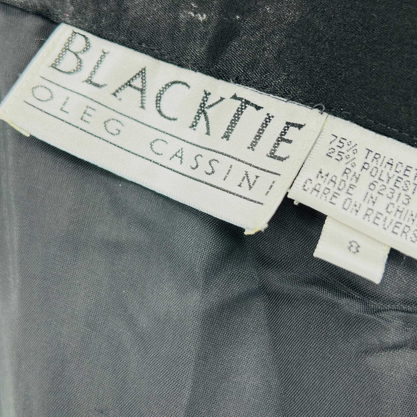 Vintage 80s Blackie Oleg Cassini Black Satin Cummerbund Maxi Skirt