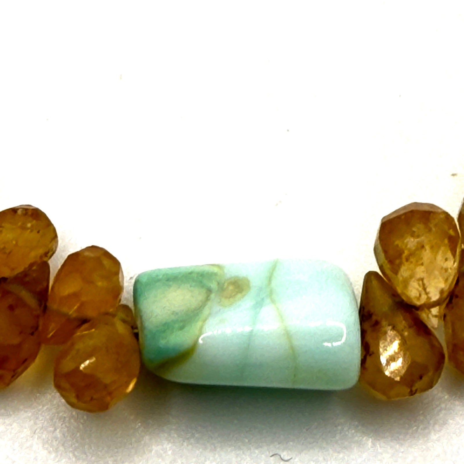 Vintage 90s Blue Green Larimar Citrine Tiger Eye Boho Square Toggle Bracelet