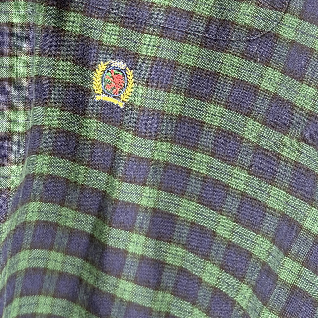 Vintage 90s Tommy Hilfiger Black Watch Plaid 100% Cotton Oxford Shirt