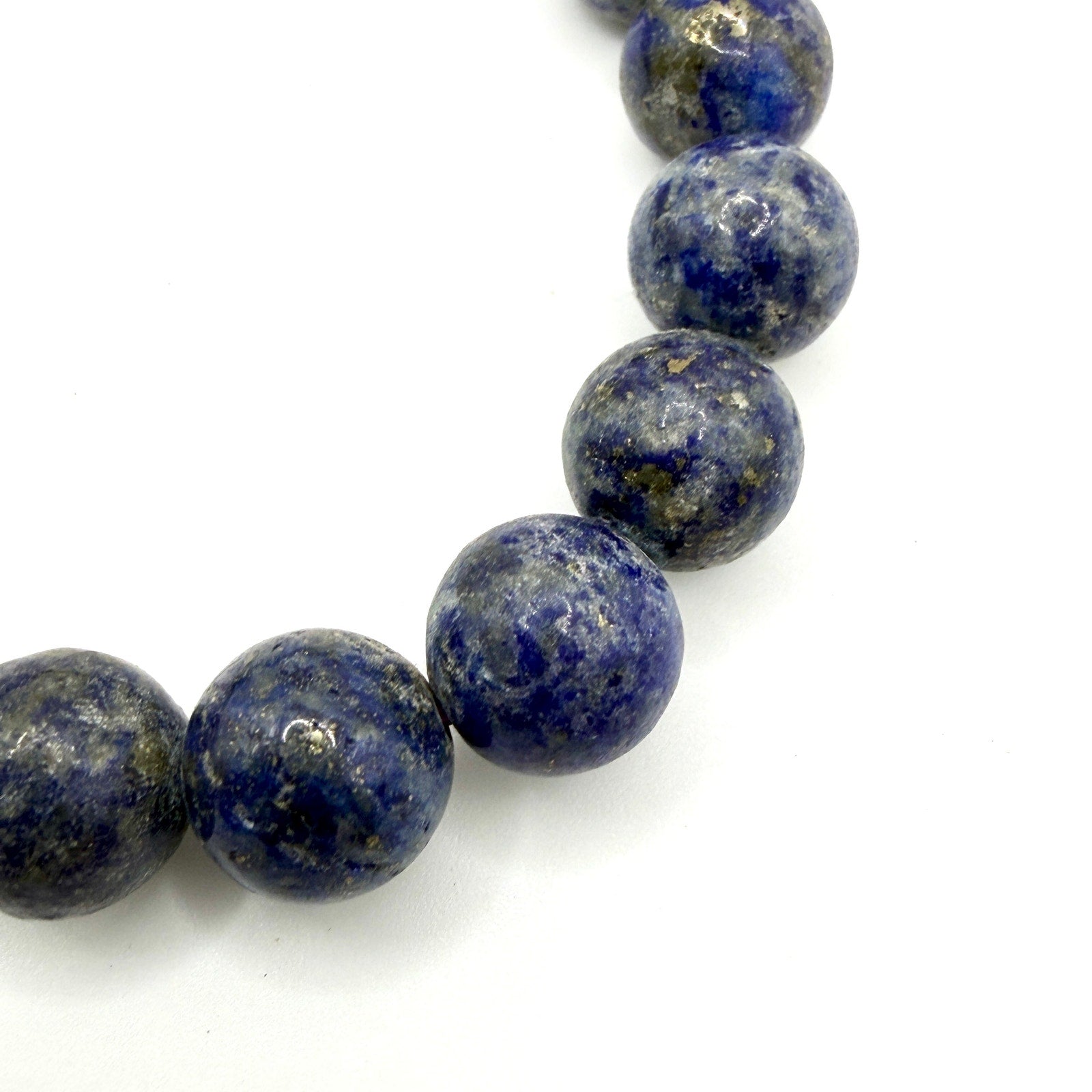 Vintage 90s Handmade Blue Lapis Lazuli Stretch Beaded Statement Bracelet