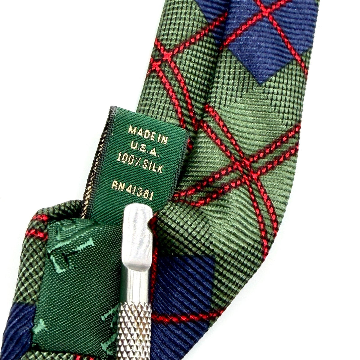 NWT Vintage 90s Ralph Lauren Green Silk Tartan Plaid Necktie