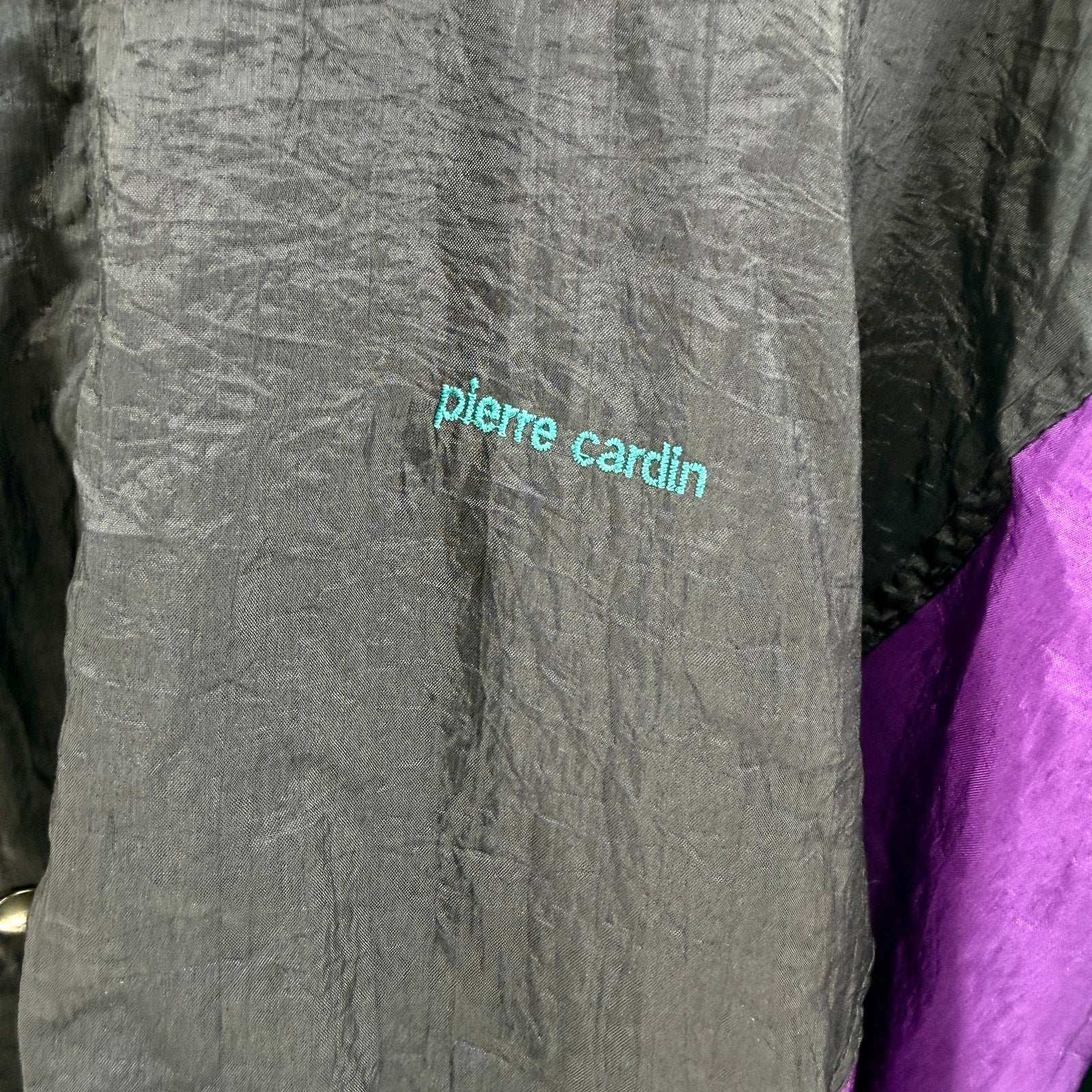Vintage 80s Pierre Cardin Purple Teal Navy Colorblock Nylon Windbreaker Jacket