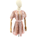 Self-Portrait Blush Pink Sequin Floral Lace Puff Sleeve Mini Dress