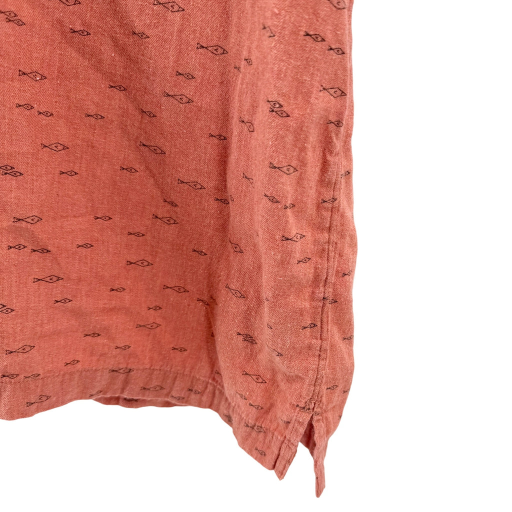 Orvis Orange Coral 100% Cotton Fish Print Short Sleeve Shirt