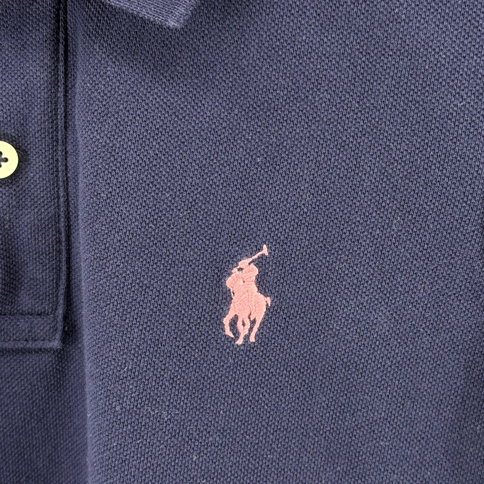 Ralph Lauren Navy Blue 100% Cotton Pink Pony Mesh Mini Polo Dress