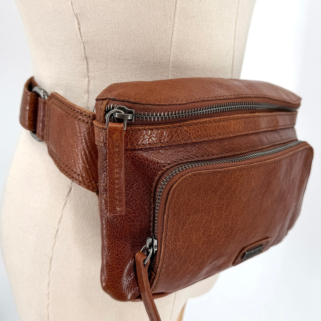 Spikes & Sparrow Brown Genuine Leather Western Casual Fanny Pack Bum Bag