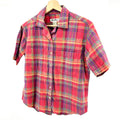 Vintage 90s Eddie Bauer Red Purple Plaid 100% Cotton Camp Shirt