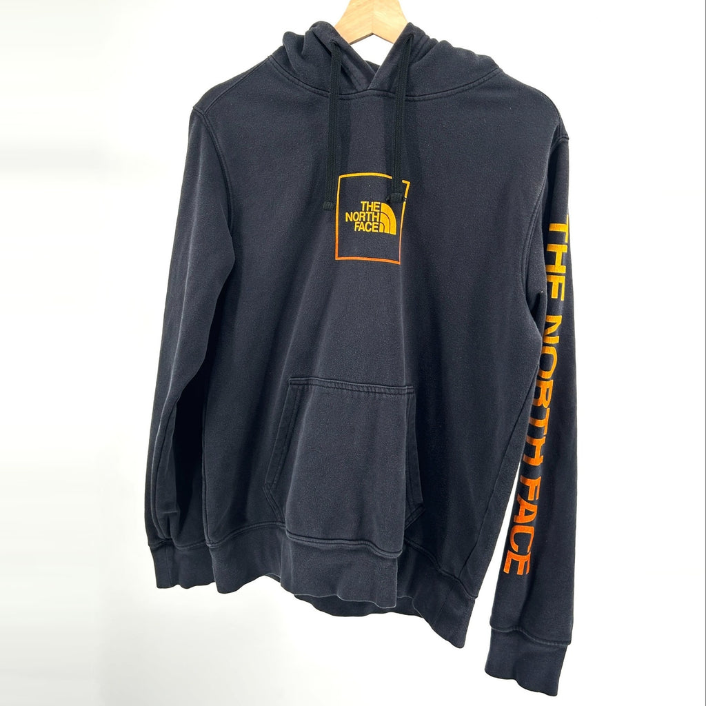 The North Face Black Orange Graphic Cotton Blend Pullover Hoodie