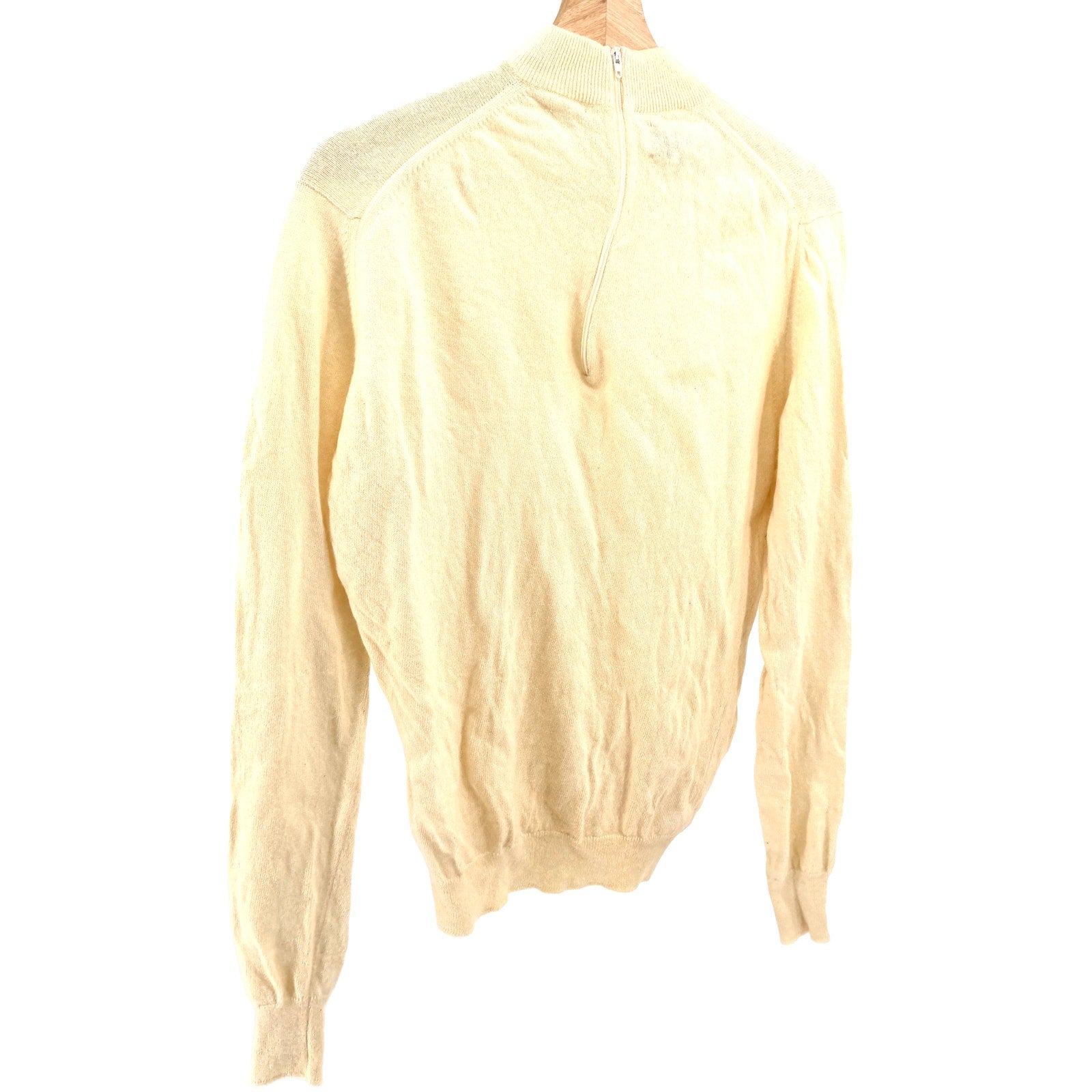 Vintage 70s Pringle of Scotland Cream 100% Cashmere Mock Neck Zip Back Sweater