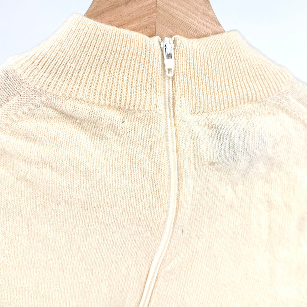 Vintage 70s Pringle of Scotland Cream 100% Cashmere Mock Neck Zip Back Sweater