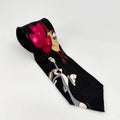 Vintage 90s Looney Tunes Mania Black 100% Silk Bugs Bunny Taz Novelty Tie