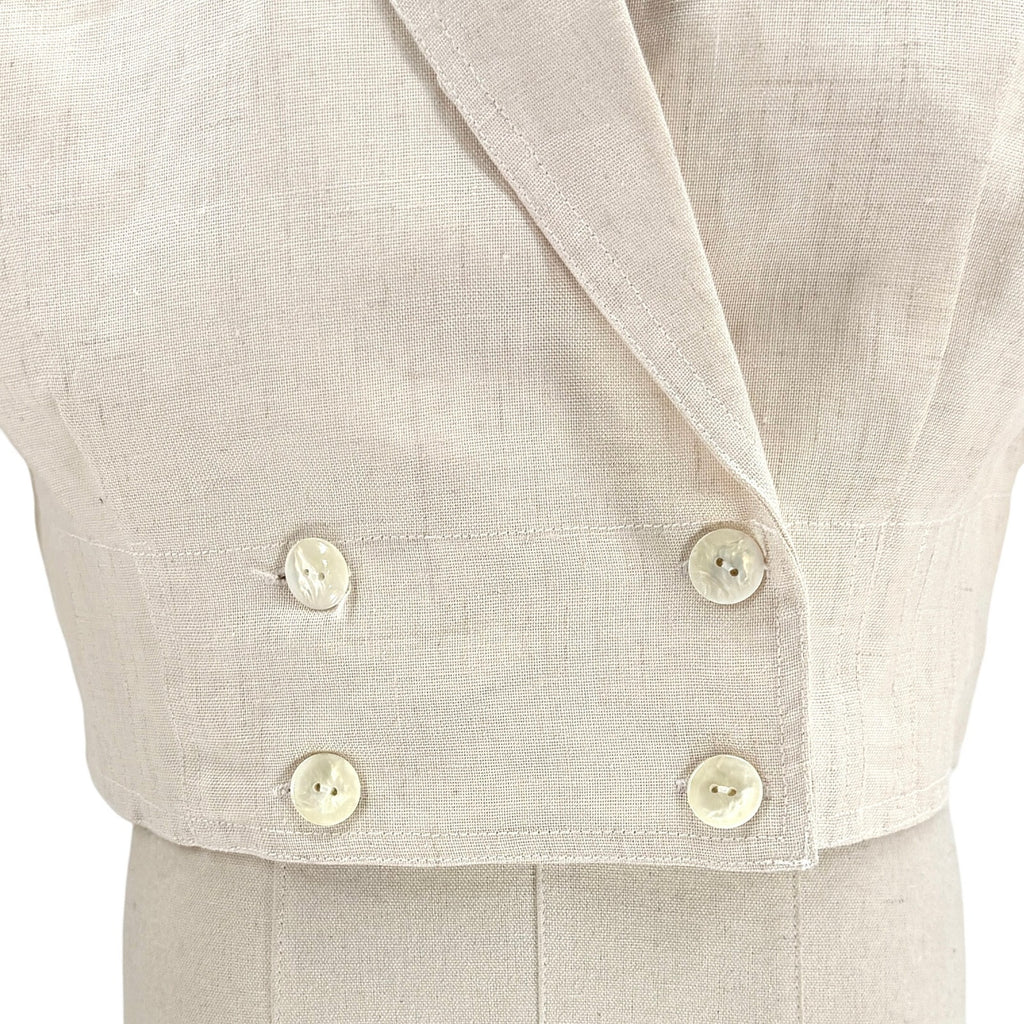Vintage 80s Ann Gerlin Cream 100% Linen Cropped Jacket