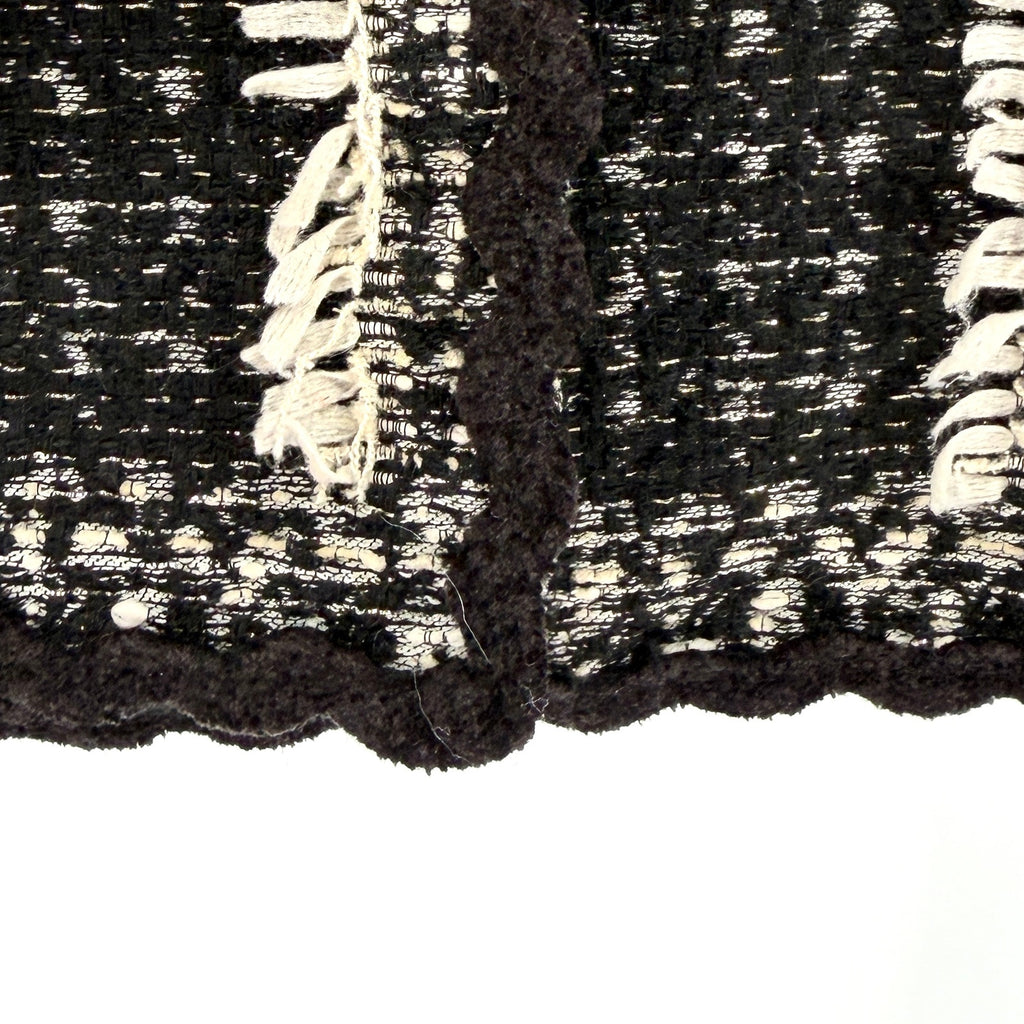 Sara Campbell Black White Plaid Tweed Wrap Gold Thread Mini Skirt