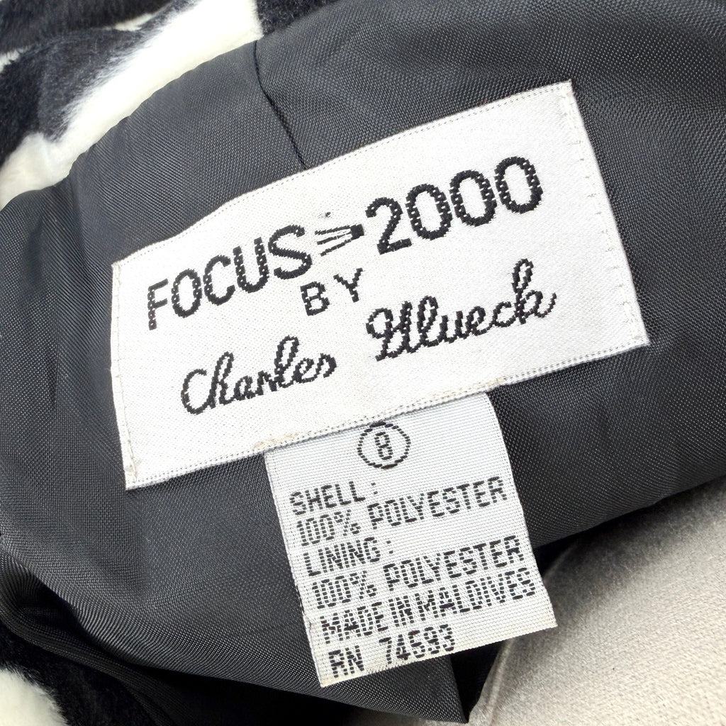Vintage 90s Focus 2000 Charles Glueck Black White Zebra Mini Skirt Suit Set