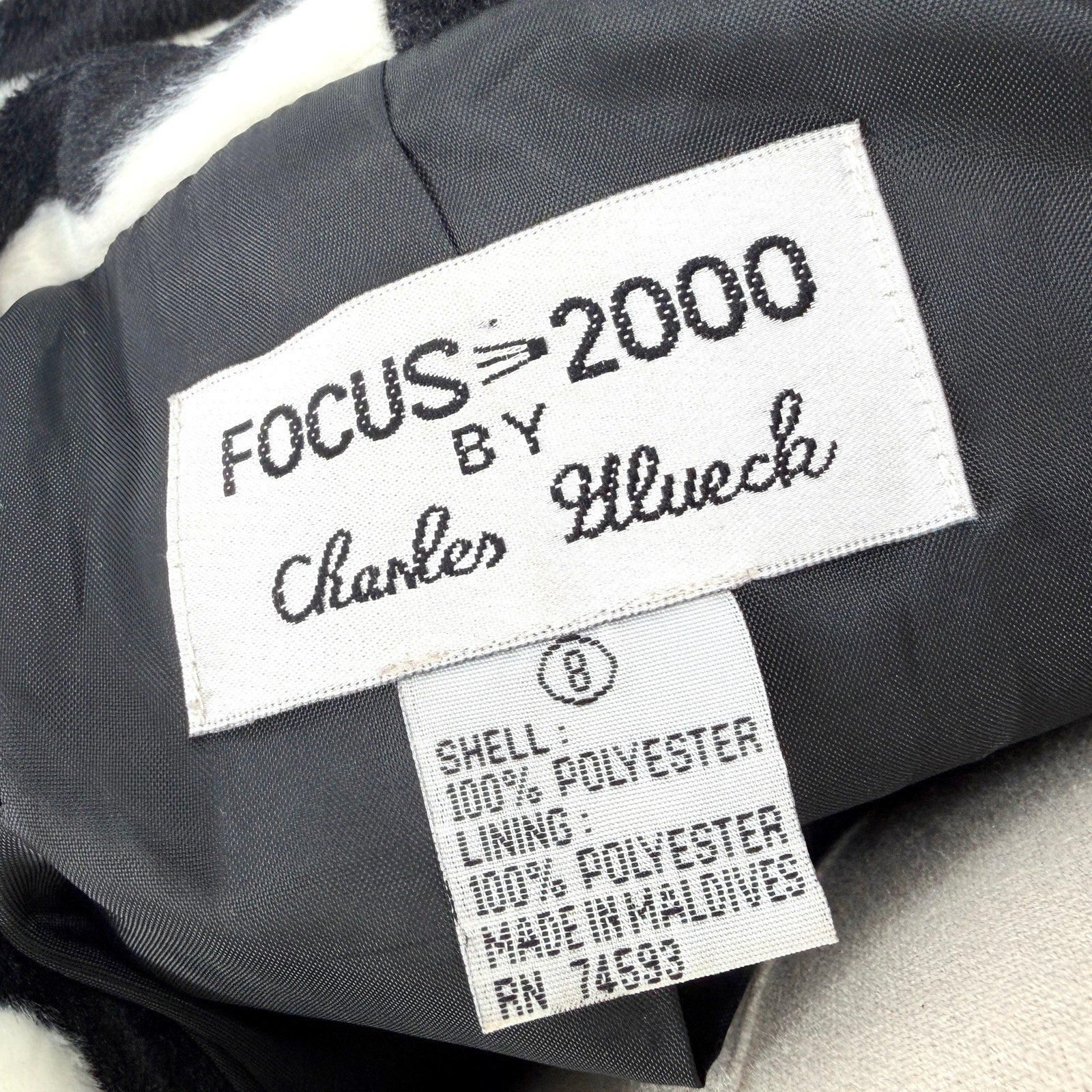 Vintage 90s Focus 2000 Charles Glueck Black White Zebra Mini Skirt Suit Set