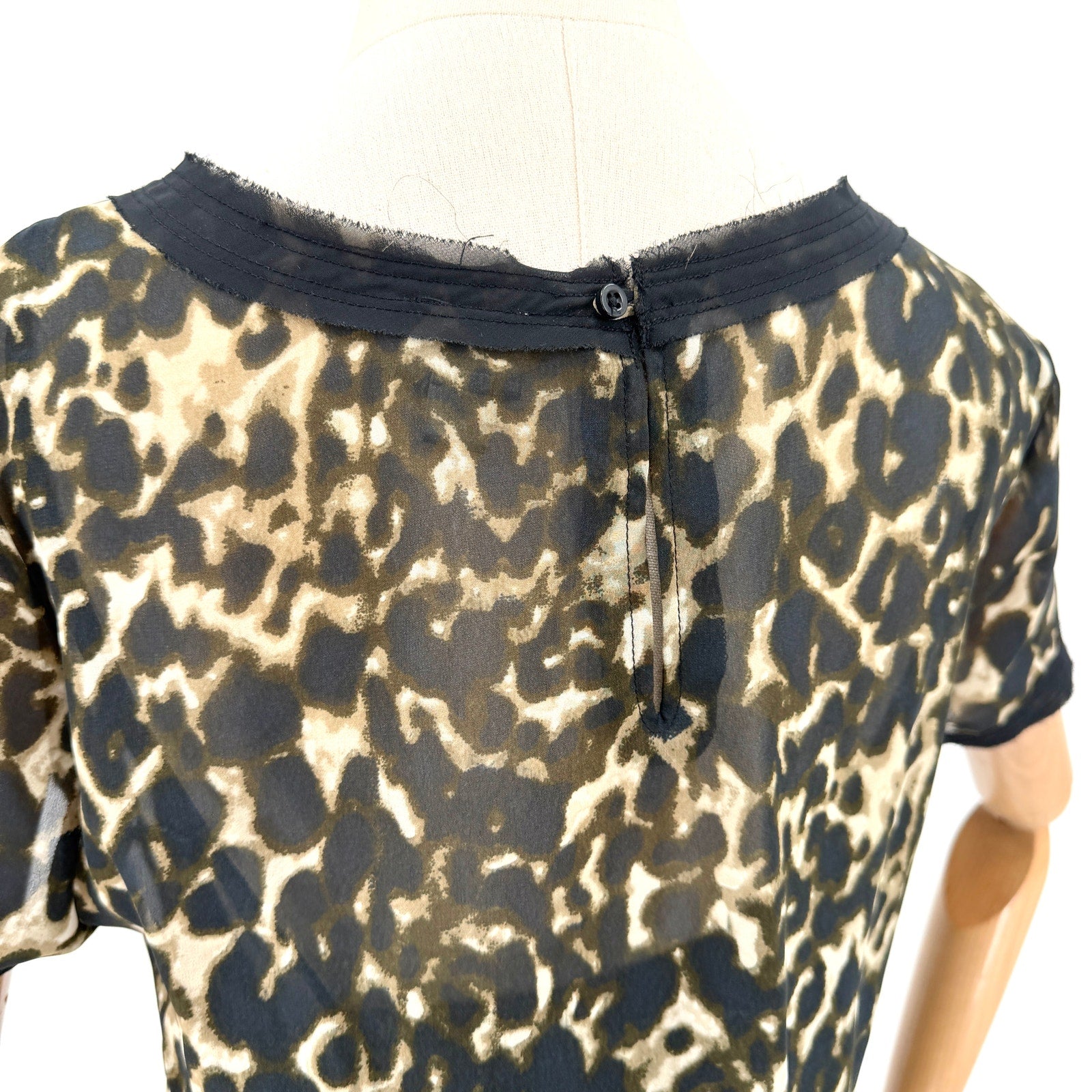 Converse One Star Leopard Print Sheer Ruffle Tiered Mini Dress
