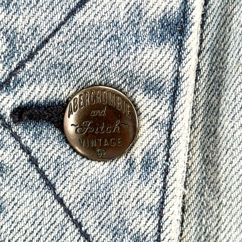 Vintage Y2K Abercrombie & Fitch Light Blue Distressed Cropped Denim Jacket