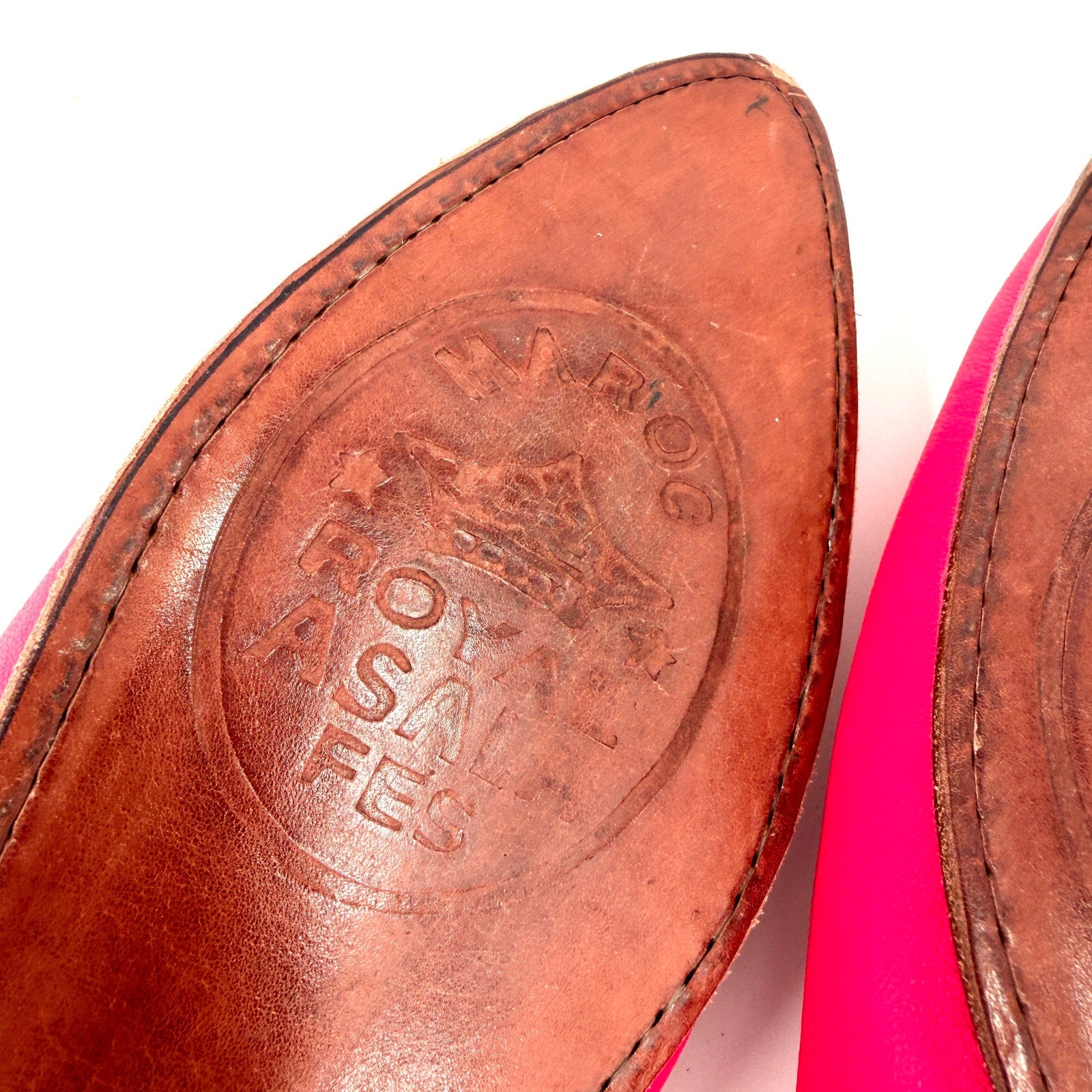 NEW Maroc Royal Asala Fes Hot Pink Genuine Leather Pointed Toe Babouche Mules