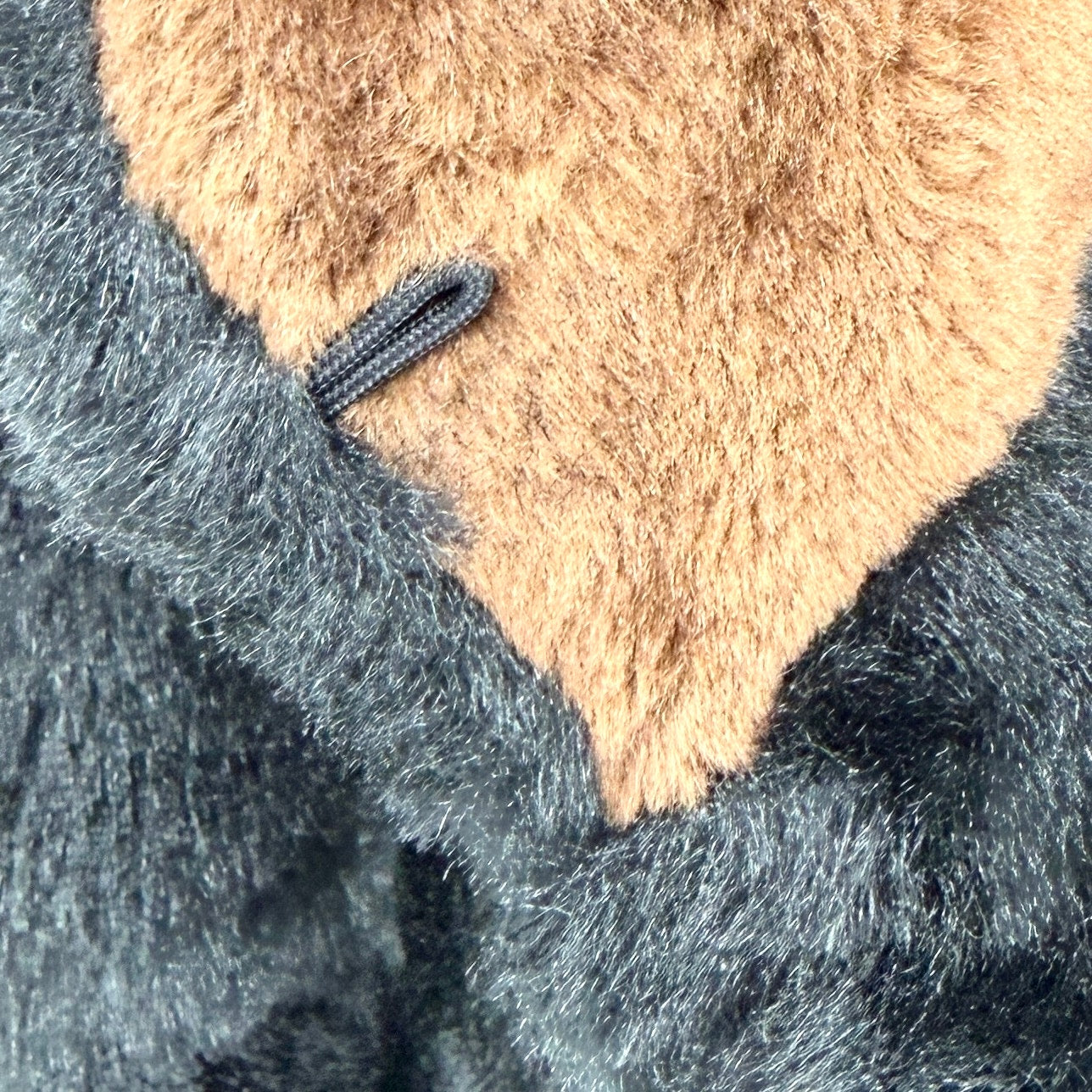 Vintage Y2K Black Mountain Black Faux Fur Southwest Wildlife Vest