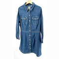 NEW Levi's Blue Denim Chambray Snap Button Western Long Sleeve Shirtdress