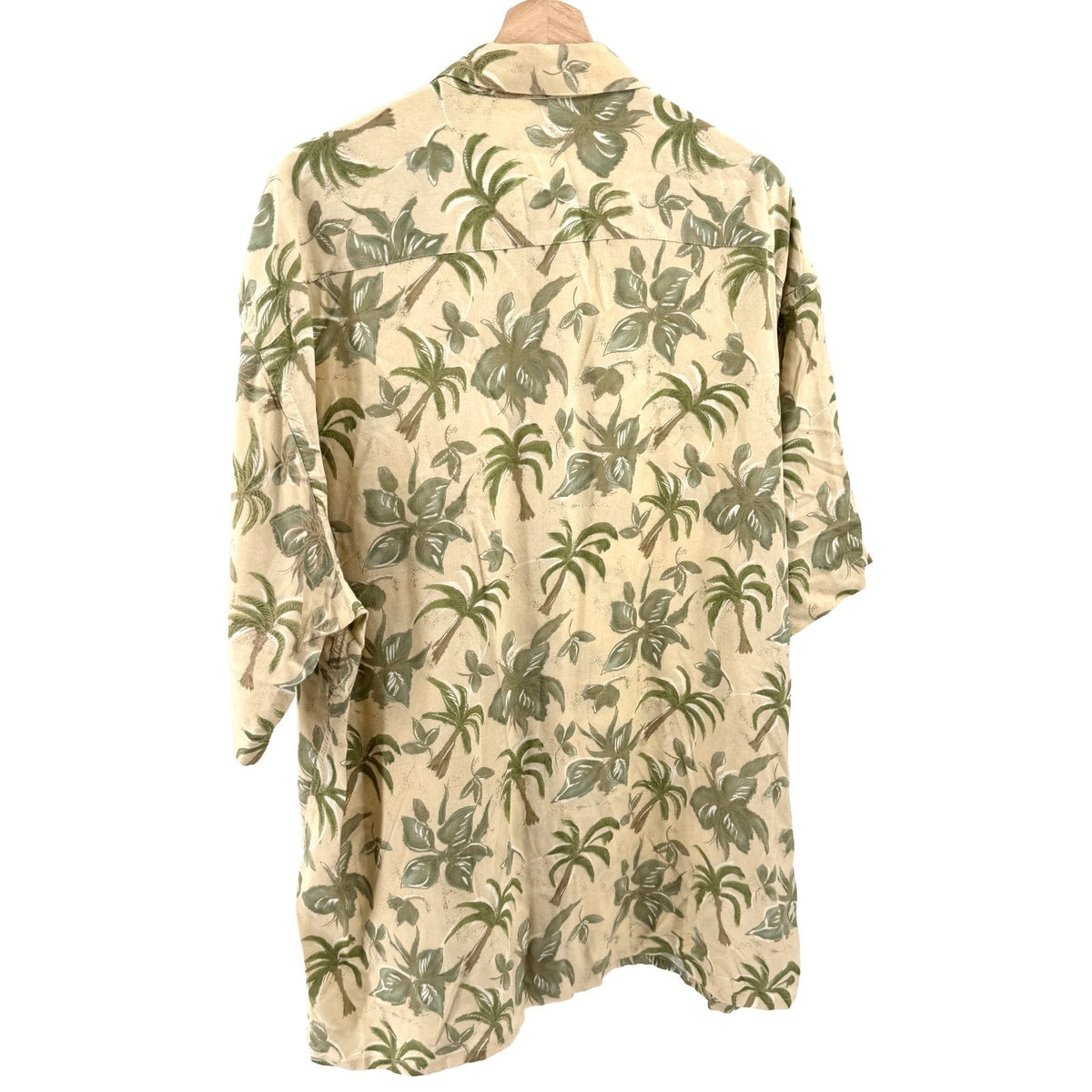 Vintage 90s Pierre Cardin Beige Green Tropical Palm Print Shirt