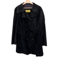 Vintage 70s Leather House Black Genuine Leather Suede Double Breasted Coat