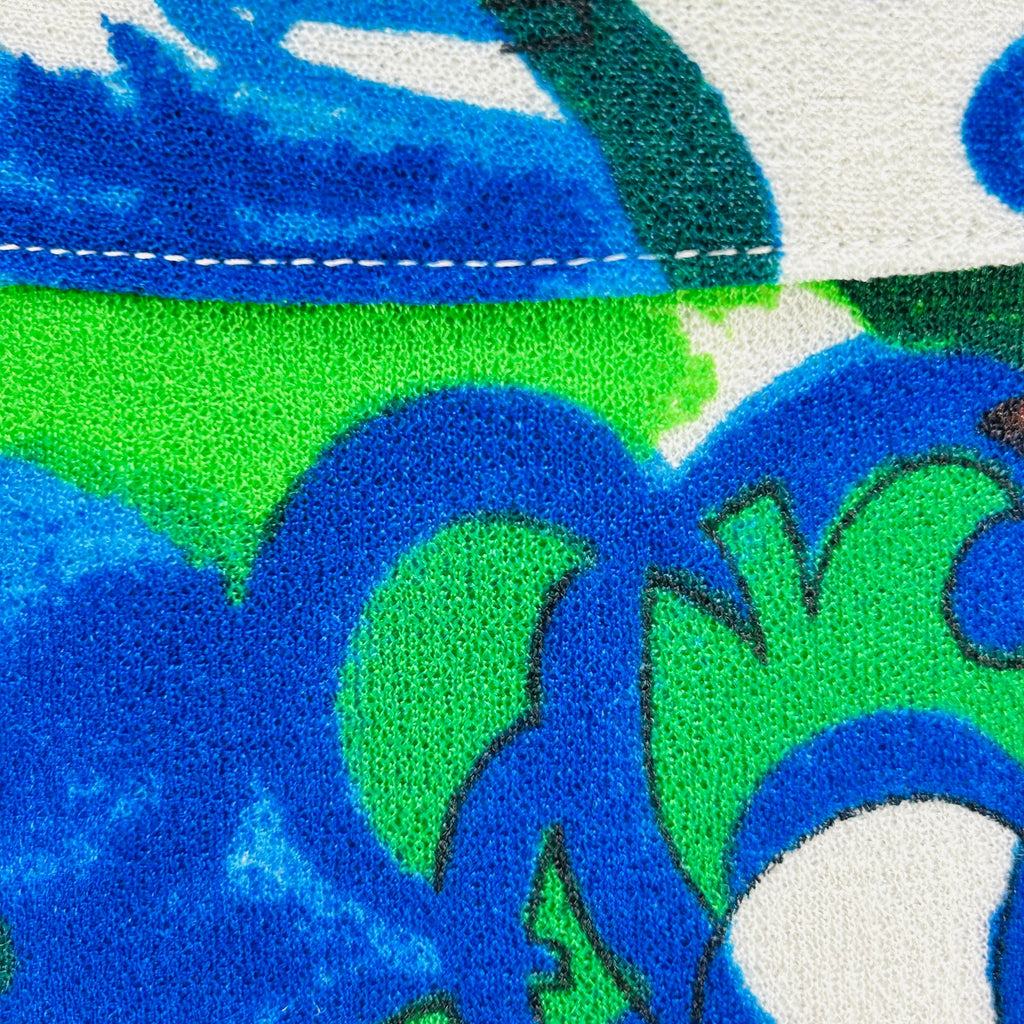 70s Handmade Blue Green Painterly Abstract Floral Maxi Skirt