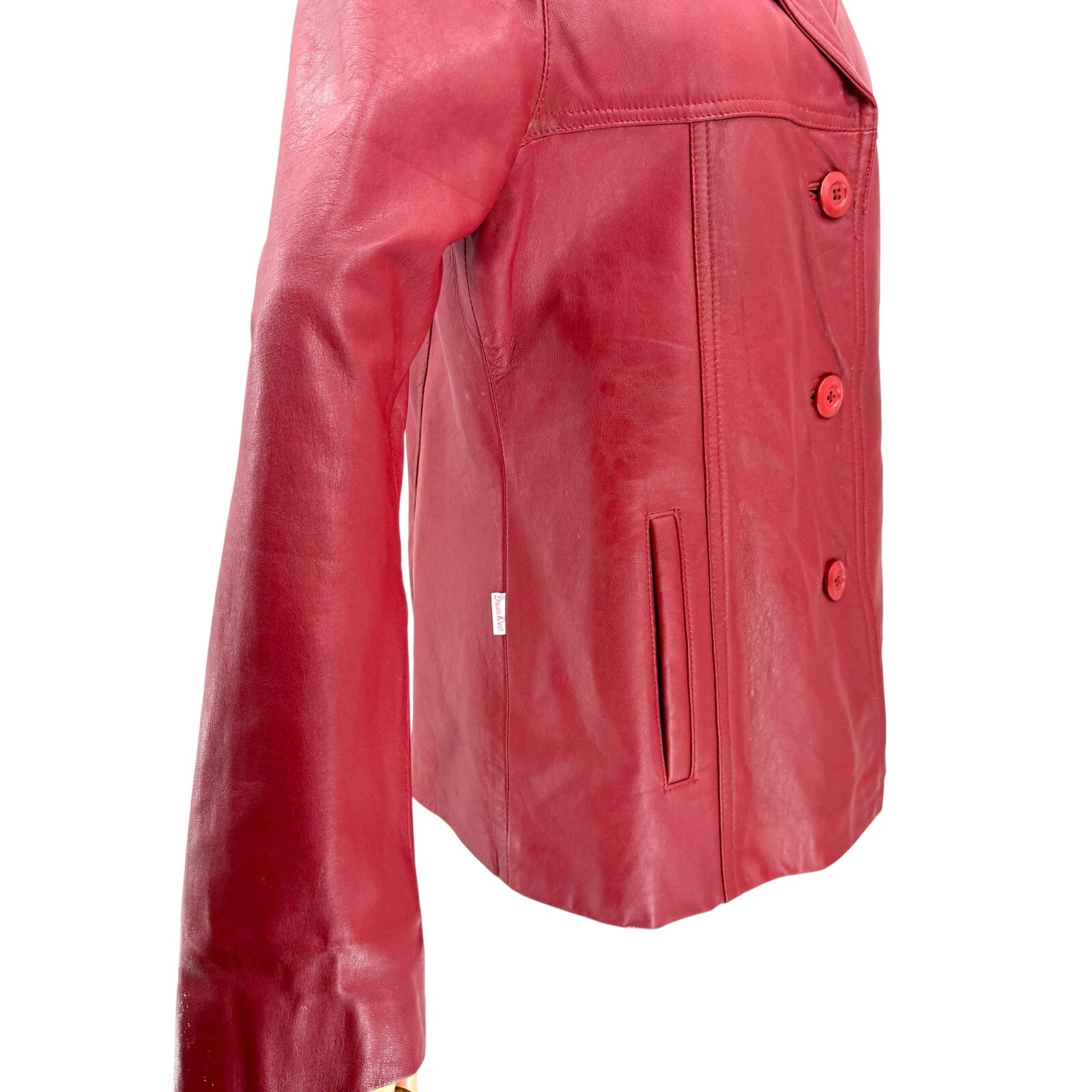 Vintage 90s Dream Wear Mel Polo Red Genuine Leather 3 Button Blazer Jacket