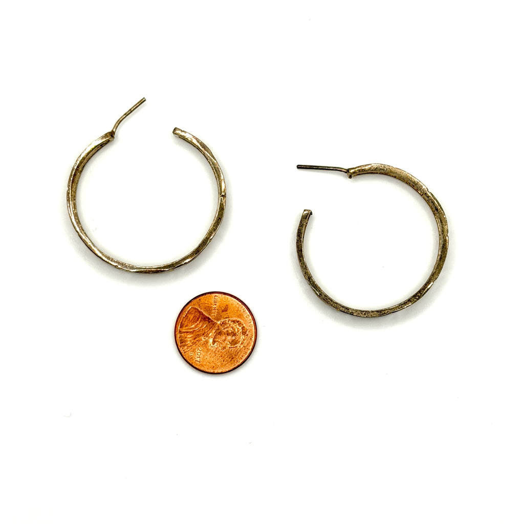 Vintage 90s Sterling Silver Greek Key Cutout Open Hoop Earrings