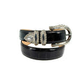 Vintage 90s Brighton Black Genuine Leather Croc Embossed Western Belt