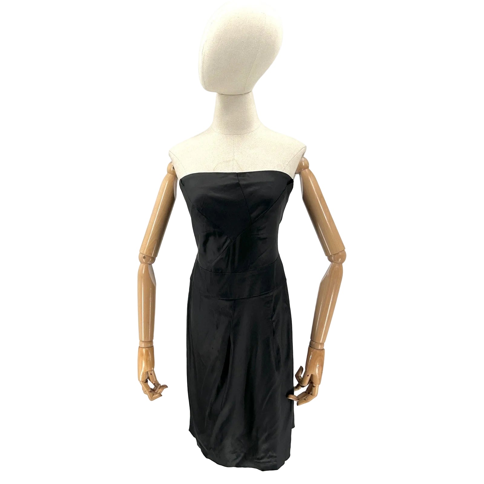 Guess by Marciano Black Satin Strapless Cocktail Dress