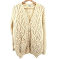 Vintage 90s St Michael Cream 100% Wool Fisherman Oversized Cardigan Sweater
